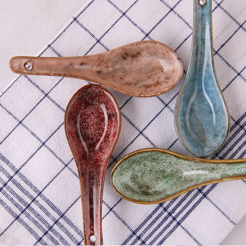 Ceramic Soup Basins Soup Bowl Fruit Salad Bowls with Lids Hotel Restaurant Tableware Snack Desserts Tray Cooking Plates: 4pcs  spoon