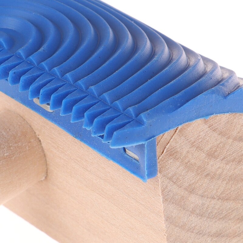 Blue Wood Grain Tool Wood Handle Rubber Paint Roller DIY Pattern Wall Painting