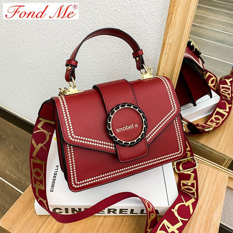 De bijpassende brede schouderband messenger bag: Rood