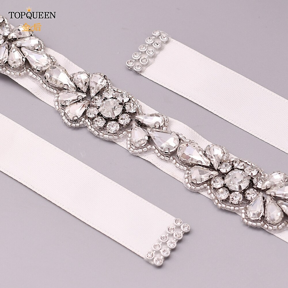 Topqueen vintage rhinestone brudebelte plus size rhinestone belte beaded applikasjonsdesign brudebelte tynt brudebelte  s235