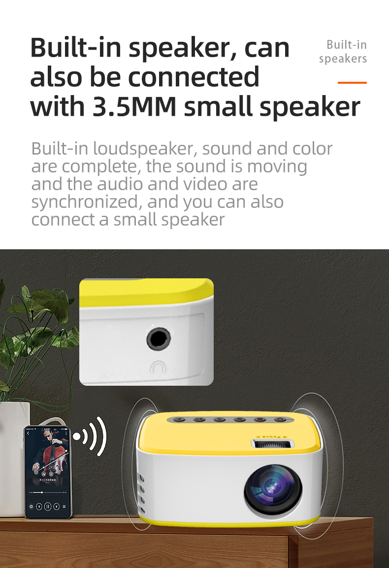 BEISTA T20 Projektor HD LED Mini-Projektor, unterstützt 1080p, HDMI USB tragbarer Kino-Beamer-Projektor Mini-Projektor tragbar