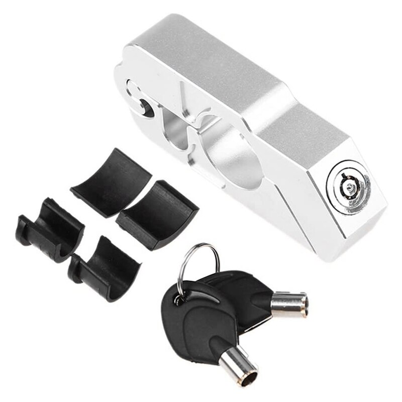 Universal Motorcycle Lock CNC Motorcycle Handle Throttle Grip Security Lock with 2 Keys Silver