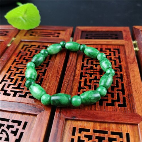 Natuurlijke Groene Jade Kralen Armband Elastische Bangle Charm Sieraden Mode Accessoires Hand-Gesneden Man Vrouw Luck Amulet