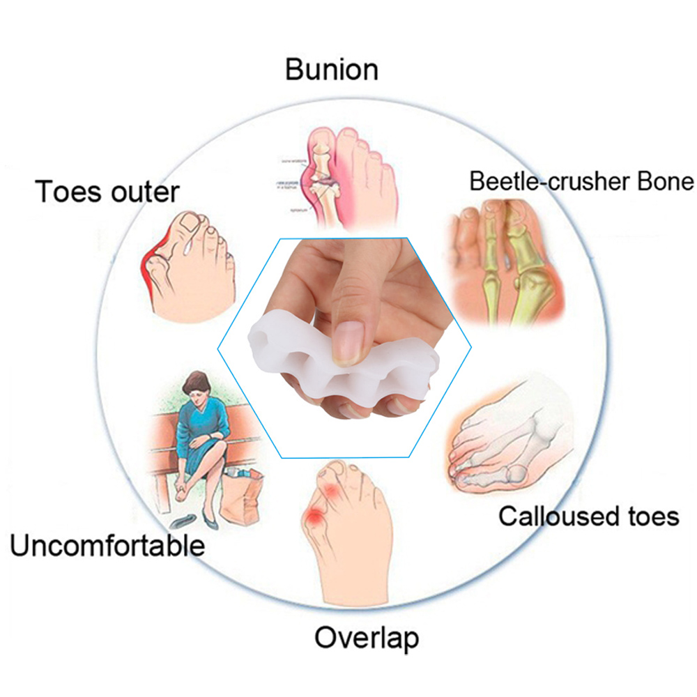 1 par silikone fodpleje gel knystbeskytter tåskillere glattejern spreder insloes correctors hallux valgus korrektion