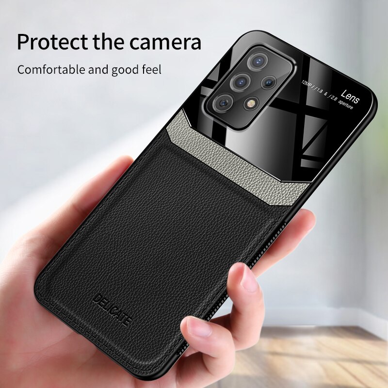 Coque arrière brillante en cuir, étui souple antichoc pour Samsung Galaxy A52 A72 4G 5G