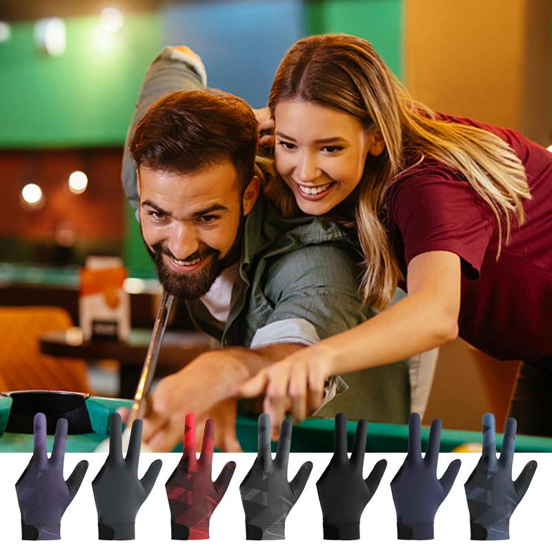 Luvas de bilhar esquerdas, Luvas Snooker Cue, Equipamentos esportivos para iniciantes e profissionais, 3 Fingers Shooters