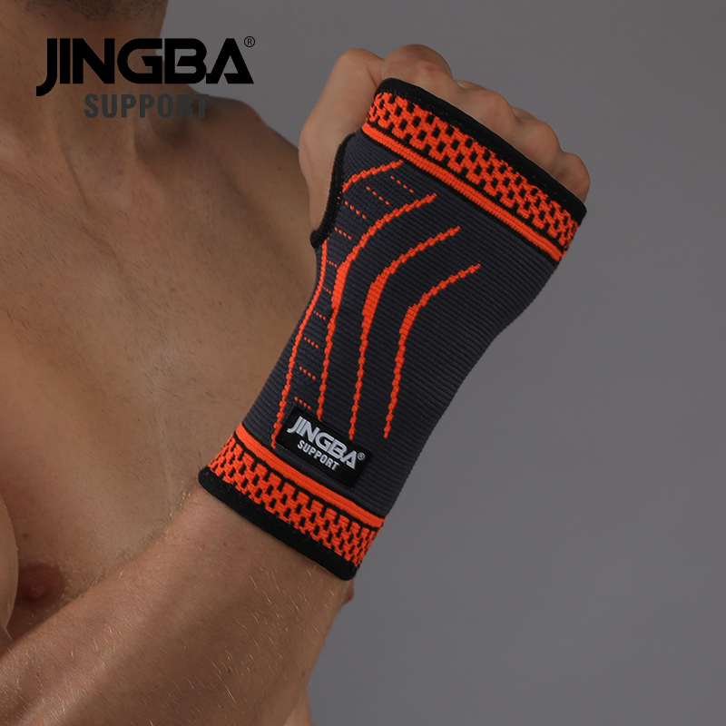 Jingba Ondersteuning 1 Pcs Gewichtheffen Polsbanden Ondersteuning Beschermende + Pols Brace Joint Protector Boksen Hand Wraps: Orange / S-M
