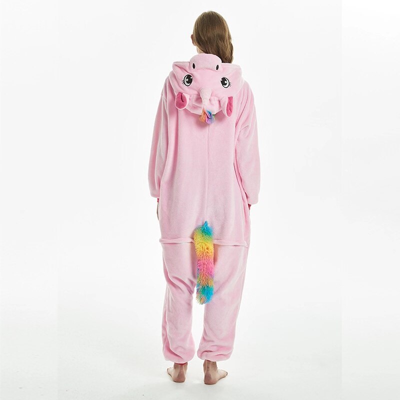 Pegaso rosa para pijamas de mujer kigurumis unicornio animal ropa de casa color de cola larga pijama de para adultos