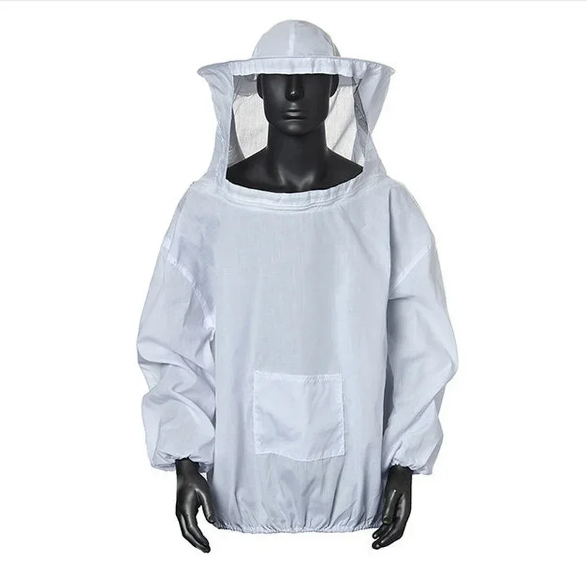 Protective Beekeeping Jacket Veil Smock Equipment Beekeeping Hat Sleeve Beekeeper Suit Apiculture Bee Dress: Light Grey