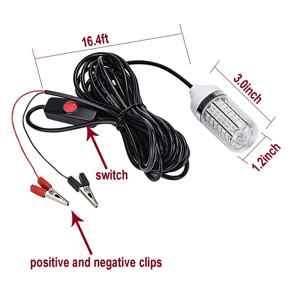 Luz de pesca de 12V, 108 Uds., 2835 LED, luz de pesca subacuática IP68, señuelos, lámpara buscador de peces, atraer gambas, calamar y Krill (4 colores)