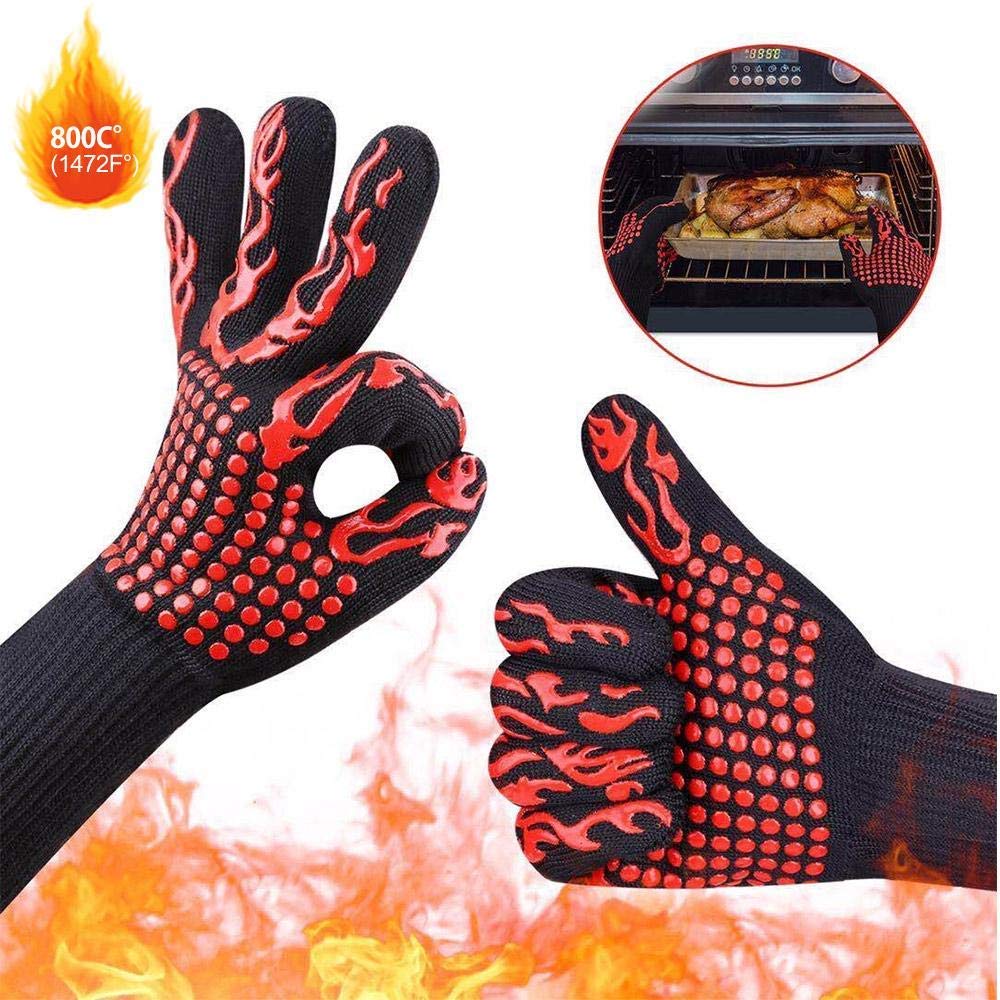 Grillad bur bbq rostfritt stål 22*11.7cm spett ugnskorg för rostning av baknötter kaffebönor jordnötter bbq grillrostare: 1pc handskar röda
