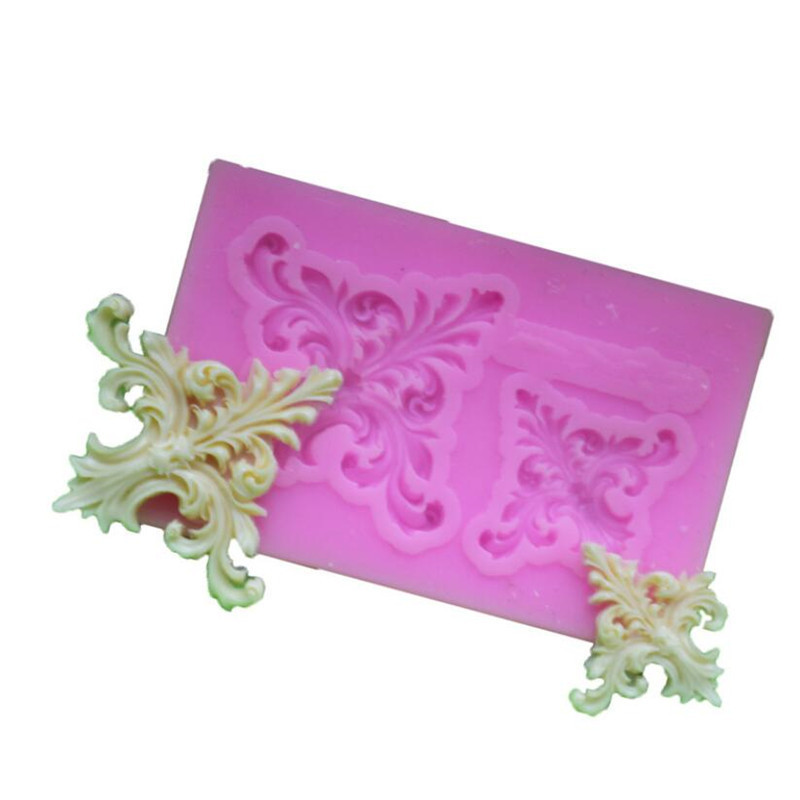 DIY Sugar Craft Cake Vintage Relief Border Silicone Mold Fondant Molds Cake Decorating Tools Gum Paste Mould: Beige