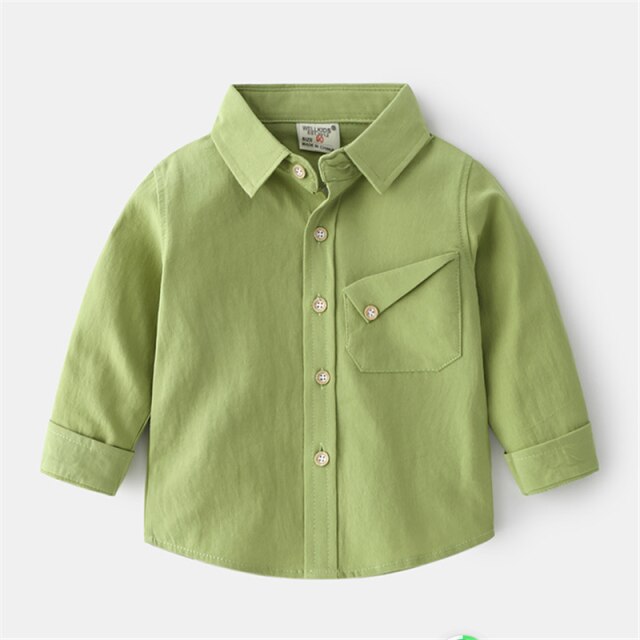 Pour garçons Chemise à manches longues Printemps Bébé Garçons Haut En Coton Dessin Animé Animal Chemise Bébé Printemps Revers chemise Enfant Blouse30: vert militaire / 6T