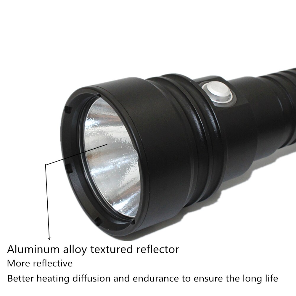 Xhp 70 dykkerlommelygte 4000lm undervandslygte xhp 70.2 led vandtæt lampe hvid/gult lys  + 26650 batteri + oplader