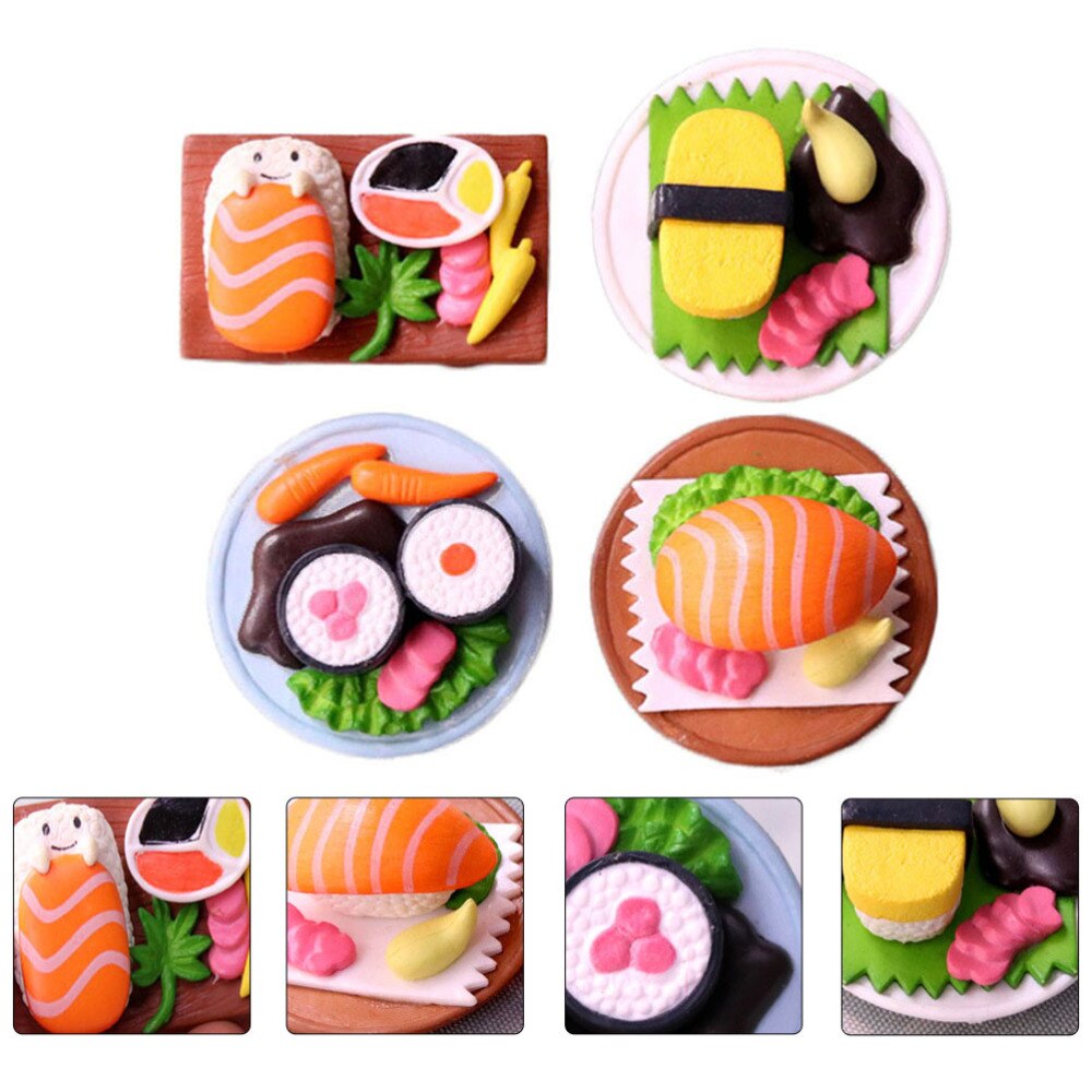 4Pcs Kunstmatige Sushi Model Nep Voedsel Realistische Japanse Voedsel (Stijl Willekeurige)