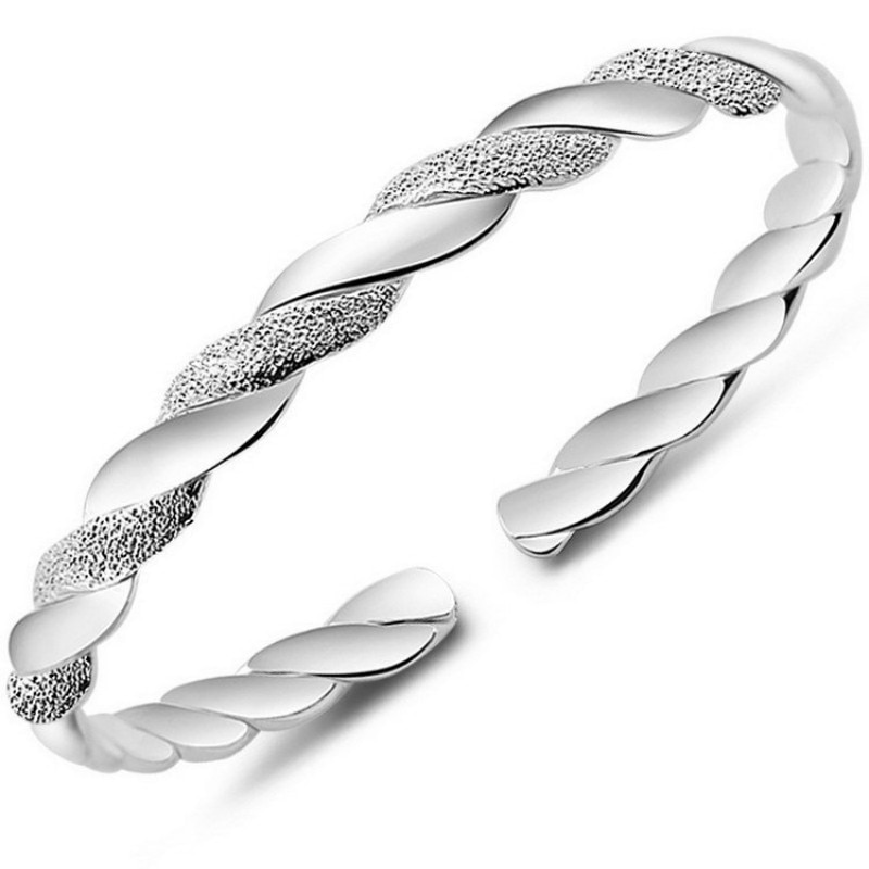 925 Sterling Silver Love Twist Scrub Manchet Armbanden & Armbanden Voor Vrouwen Pulseras Valentijnsdag aanwezig