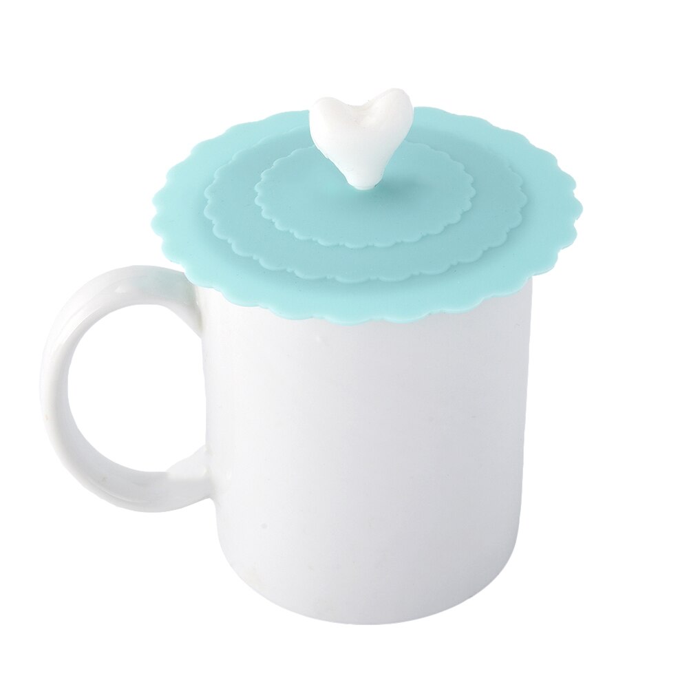 Love Heart Fashionable Food-grade Silicone Cup Cover Heat-resistant Safe Healthy Silicone Lids 9 Colors: D