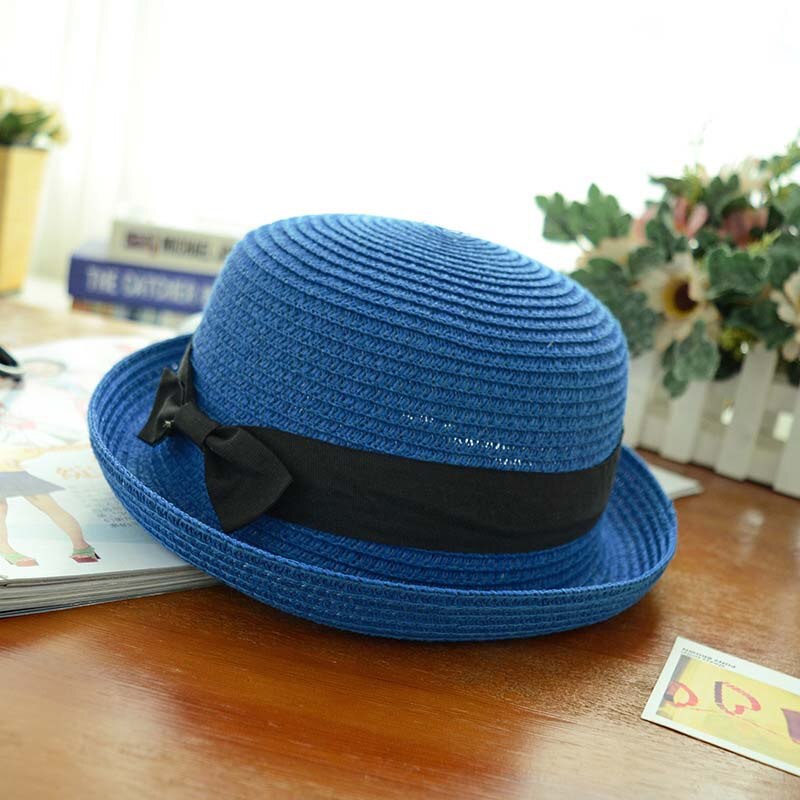 Summer Sun Hats Shopping Beach Caps Parenting UV Flat Cap Outdoor Sports Tourism Hat: Dome blue