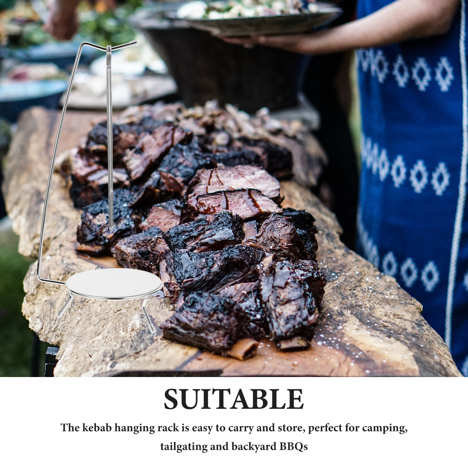 Ophæng til spyd i rustfrit stål, multifunktionel grillrist, grillrist i rustfrit stål, stegerist til kebab, grillspyd