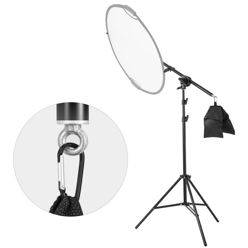 Photo Studio Lighting Reflector Arm Stand Reflector Stand Holder Boom Arm Reflector Disc Arm Support and 2m Light Stand