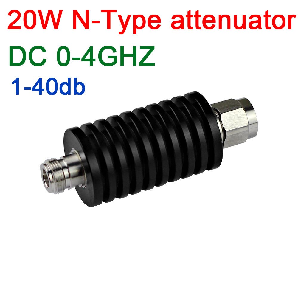 20W N-Tipo RF Coassiale attenuatore fisso 1db,2db,3db.5db,6db.10db.15db.20db.30db,40dB, DC-4GHz 50ohm PER il forno a microonde di comunicazione