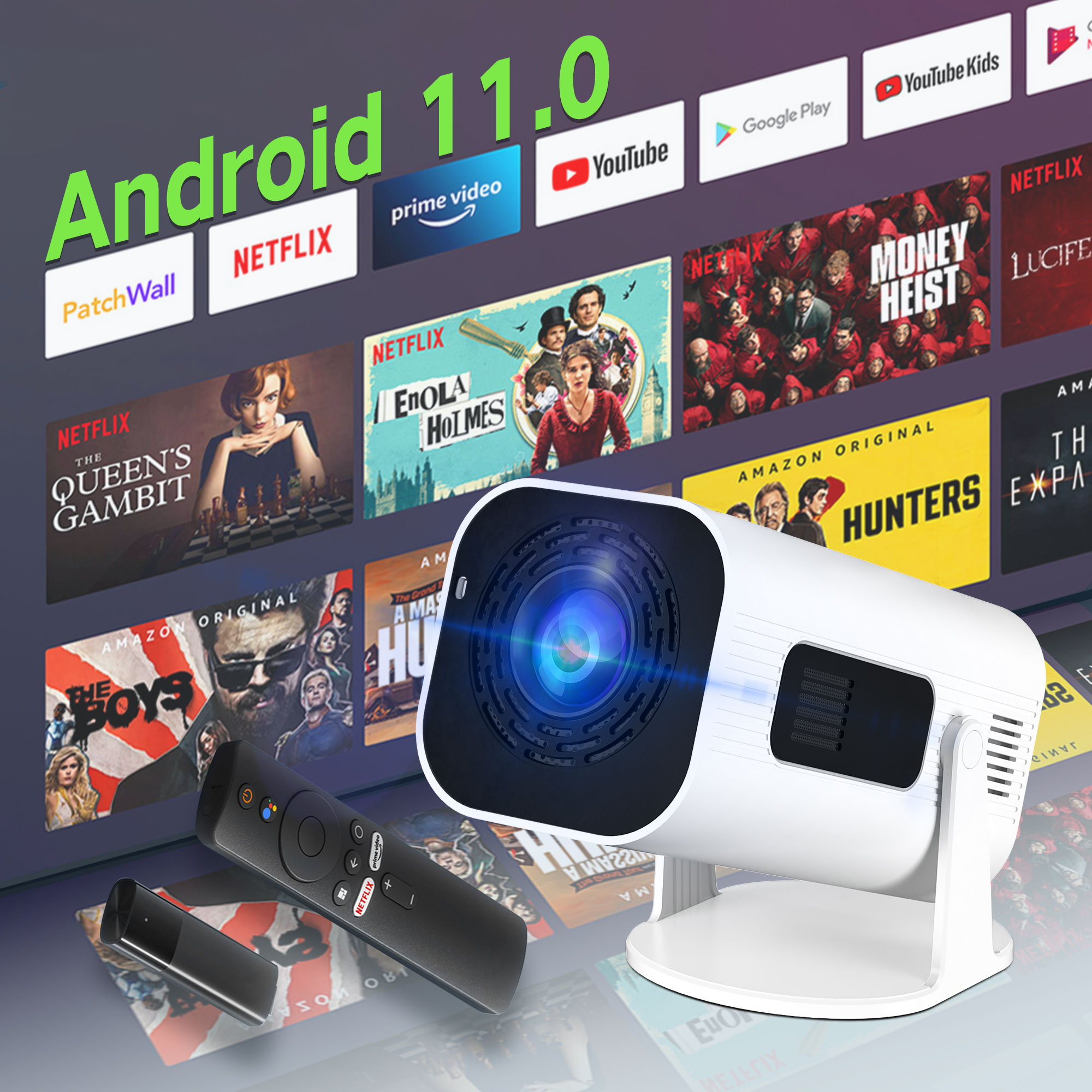 350 ANSI 4k Projector Android 11 HD 1080P Support Protable Projector LED Mini Projectors Auto Focus WiFi6 BT5.2