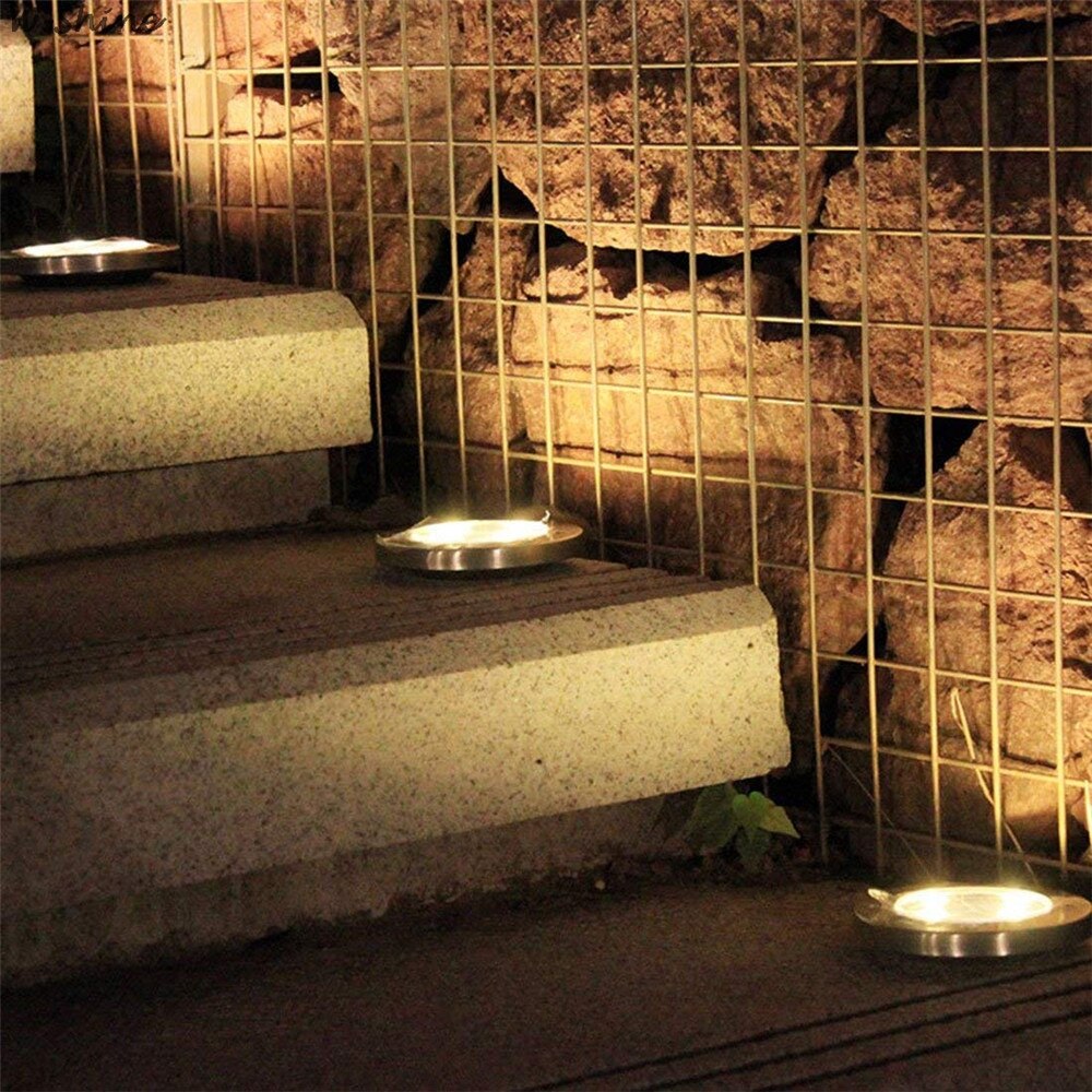 3 pçs luz solar ao ar livre à prova dwaterproof água 8 contas led solar luz de rua jardim enterrado lâmpada da escada subterrânea decking lampy solarne: Warmwhtie Light