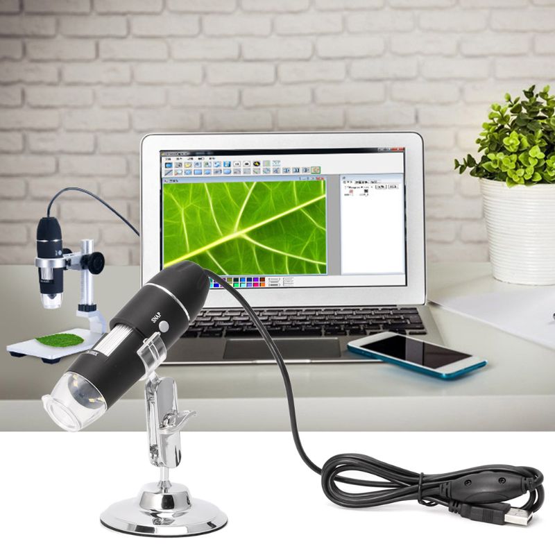 1600x usb digitalt mikroskop kamera endoskop 8 led forstørrelsesglas med metalstativ
