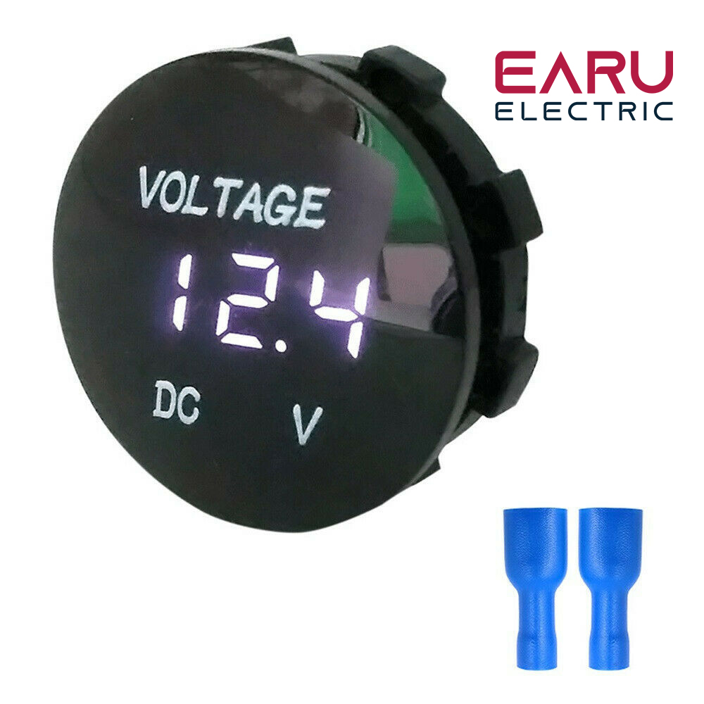 DC 5V-48V LED Mini Runde Wasserdichte Motorboot Motorrad Tafel Digital Voltmeter Tester Monitor Anzeige Voltmeter: Orange