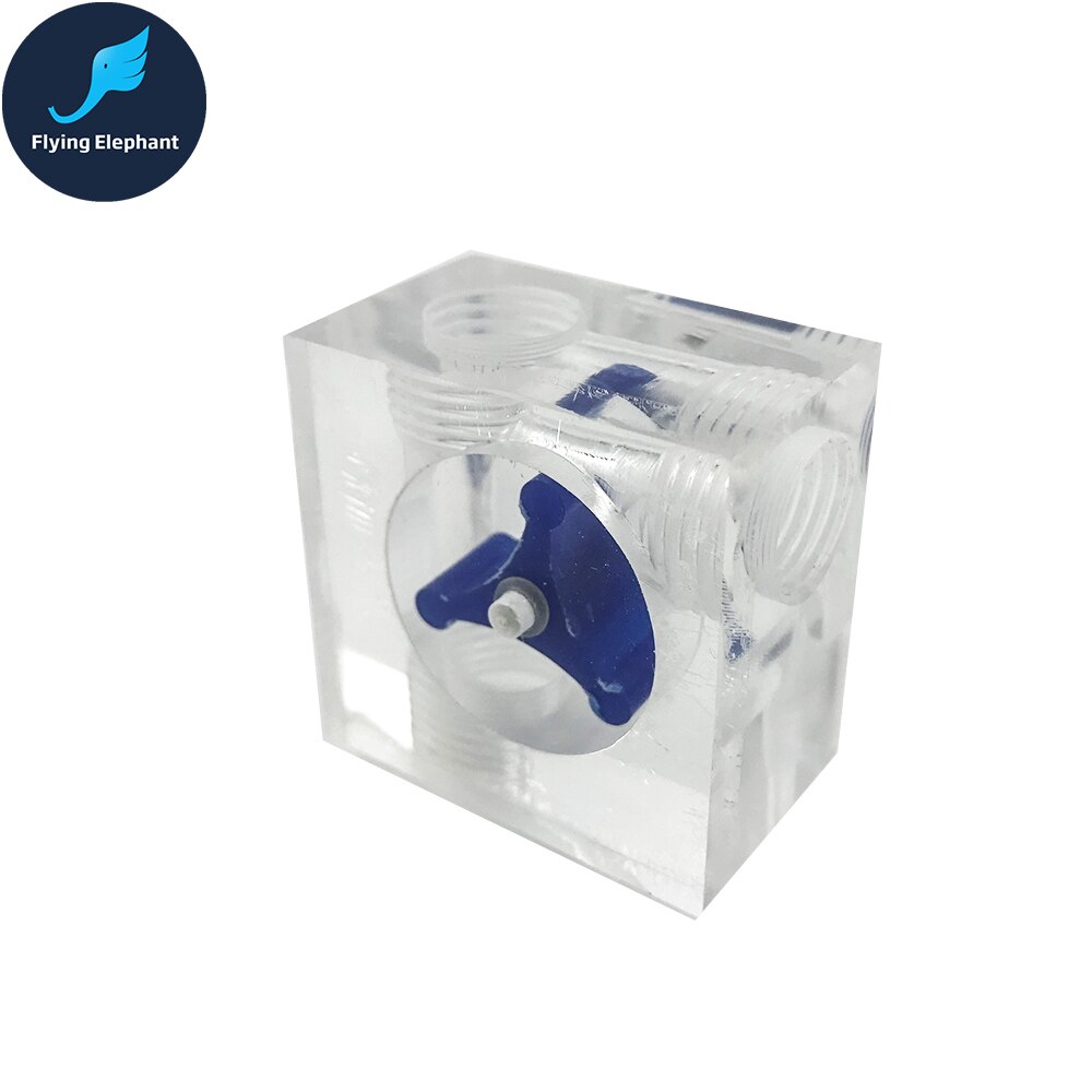 Water Flow Indicator Transparent Acrylic Blue,Green,Red leaf Flow Meter For Computer Cooling G1/4'': Square Blue 3
