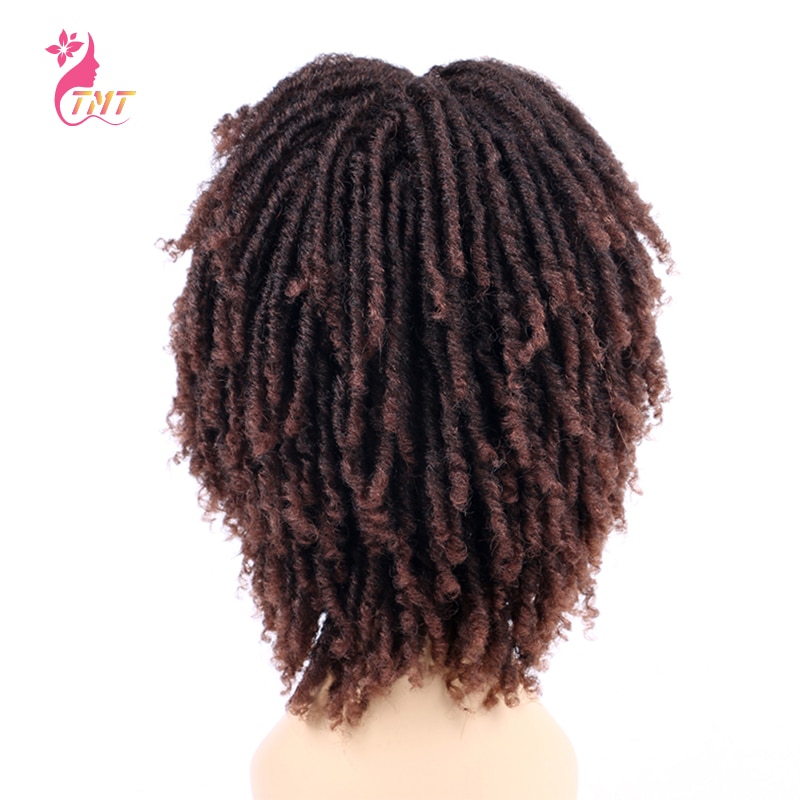Syntetiska dreadlock twist peruker för svarta kvinnor flätade faux locs virkat hår peruker afro lockigt syntetisk flätad peruk 6 ''