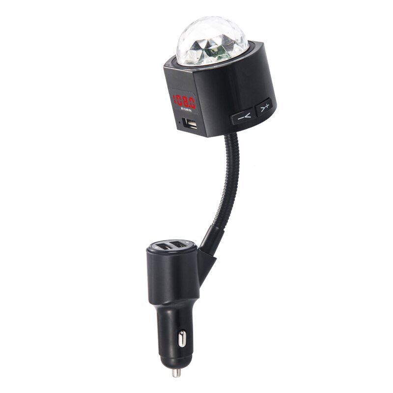 Luz Ambiental modulación FM Transmisor coche Bluetooth manos libres reproductor cargador USB dual coche radio kit cargador de coche