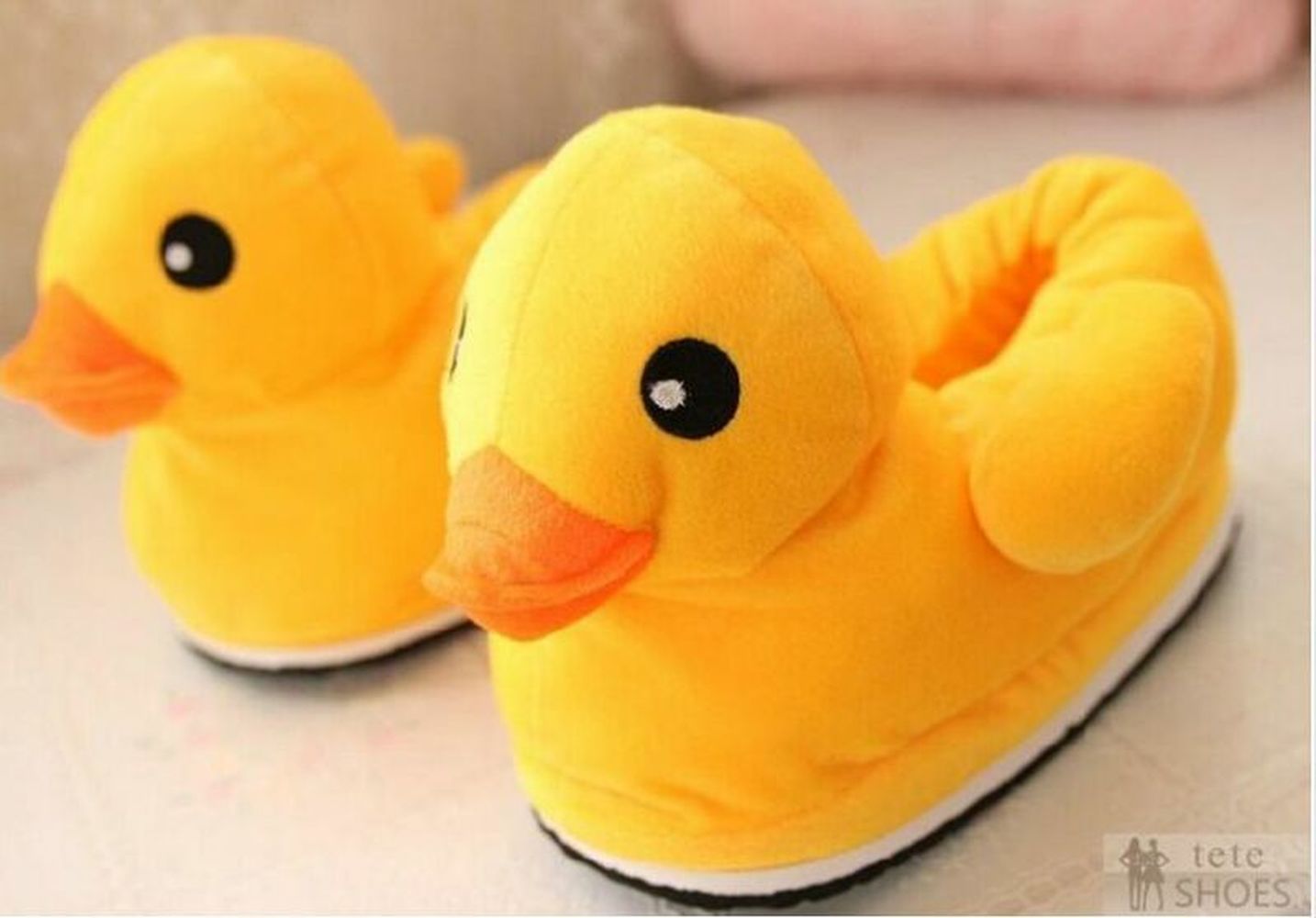 Hommes garçons canard forme en peluche pantoufles pas de glissement intérieur chaussures Valentine hiver tongs