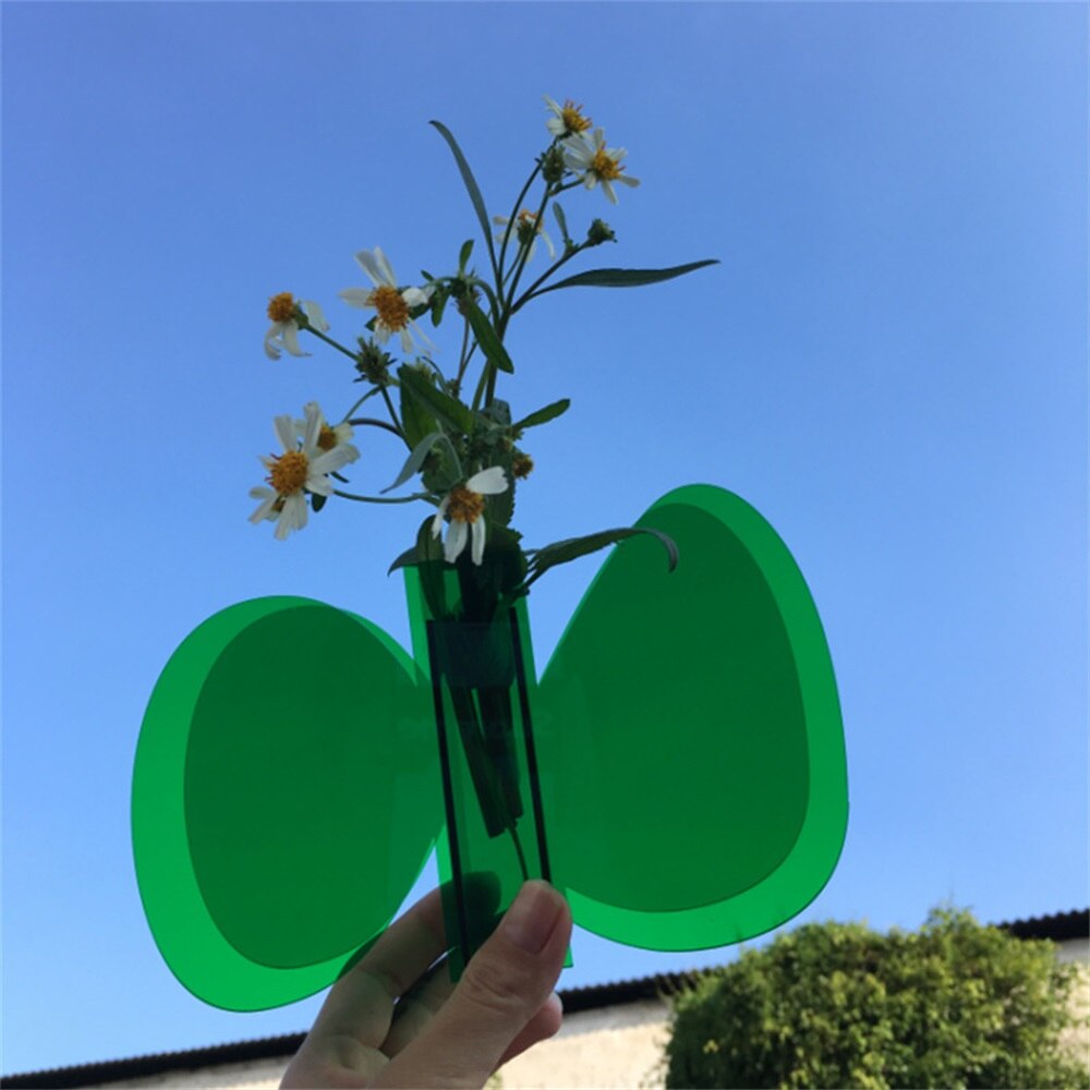 1 Piece Ins Acrylic Color Vase Geometric Shape Hydroponic Plant Stand Multicolor Flower Container Flower Arrangement Home Decor