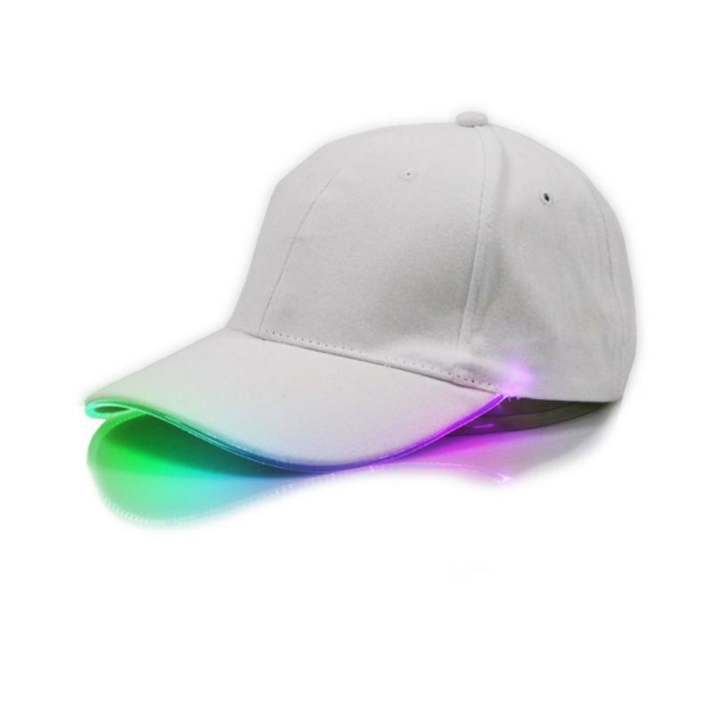 Prachtige Led Lichtgevende Glasvezel Baseball Cap Mode Unisex Effen Kleur Led Lichtgevende Baseball Cap Christmas Party Hat Cap: 16