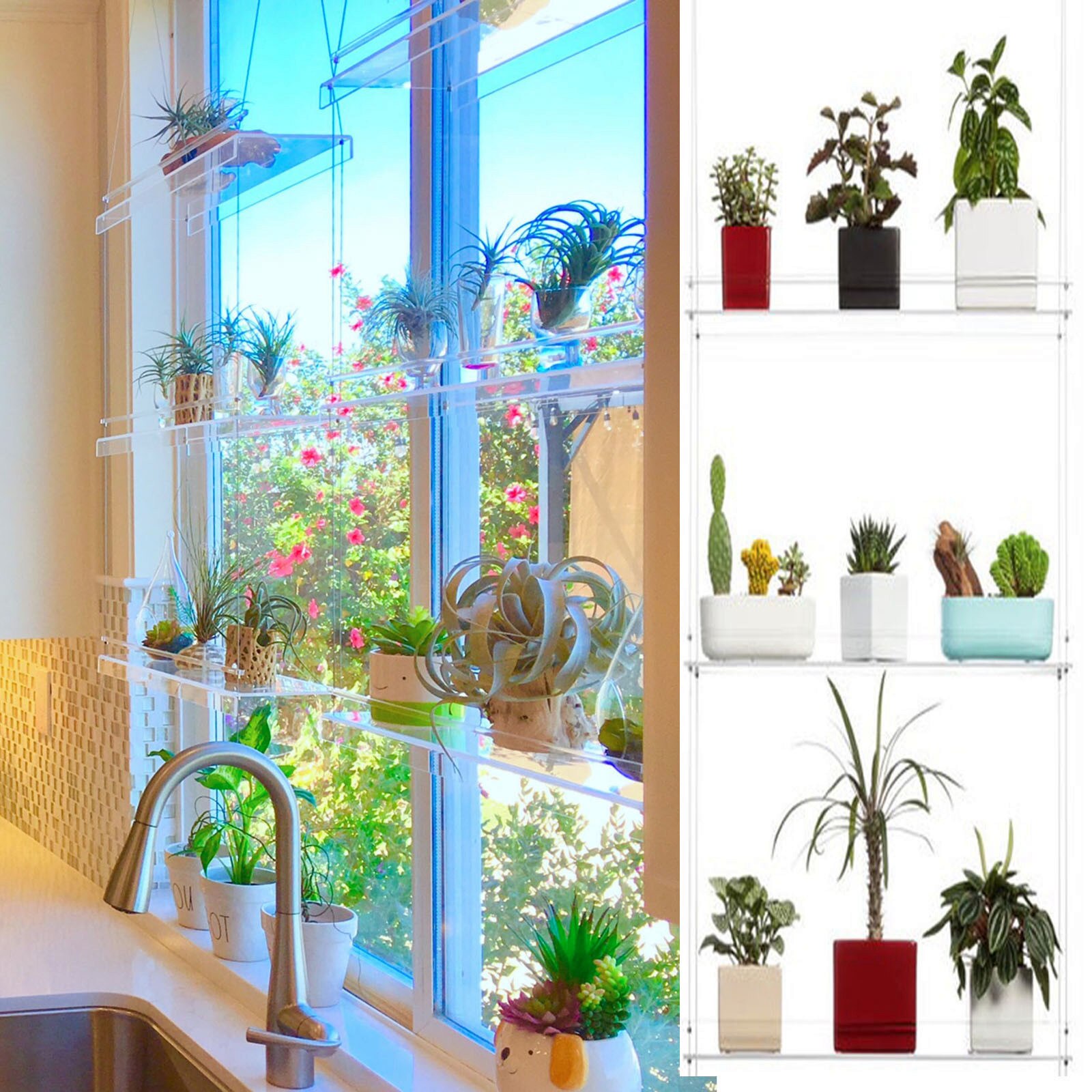 Étagère suspendue pour plantes à fenêtre, présentoir de pots de fleurs, bonsaï, support de rangement de décoration intérieure de jardin, décoration de salle de maison