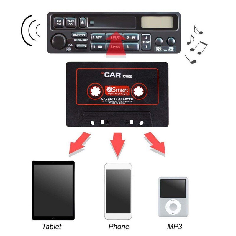 Auto Adapter Cassette Tape Cassette Mp3 Speler Converter Voor iPod Voor iPhone MP3 AUX Kabel 3.5mm Jack Plug CD speler