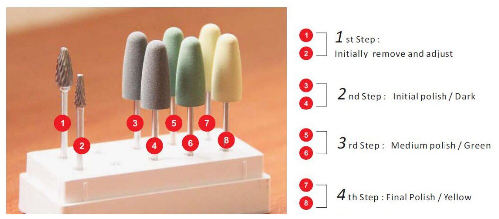 8pcs 2.35mm shank Acrylic Polishing Tungsten Carbide Cutter kit