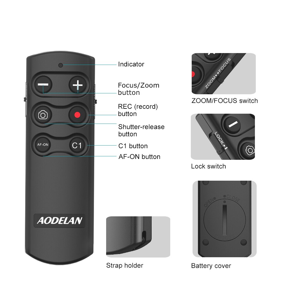 AODELAN Bluetooth Remote Control for Sony A7 III, A7R III, A6100, A6400, A6600, RX100 VII, RX0 II, A7R IV, A9, A9 II, ZV-1, A7C