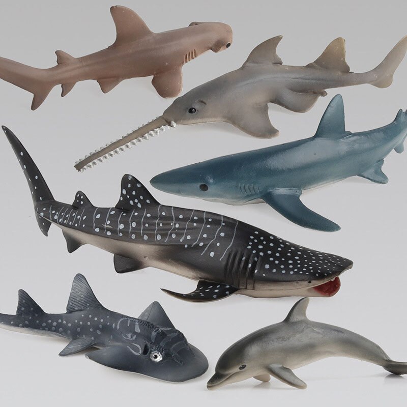 Sea Animal Model Blue Gray Whale Sperm Whale Shark Dolphin Manta Rays Oceans World DIY Epoxy Mini Figurine Action Figures Toys