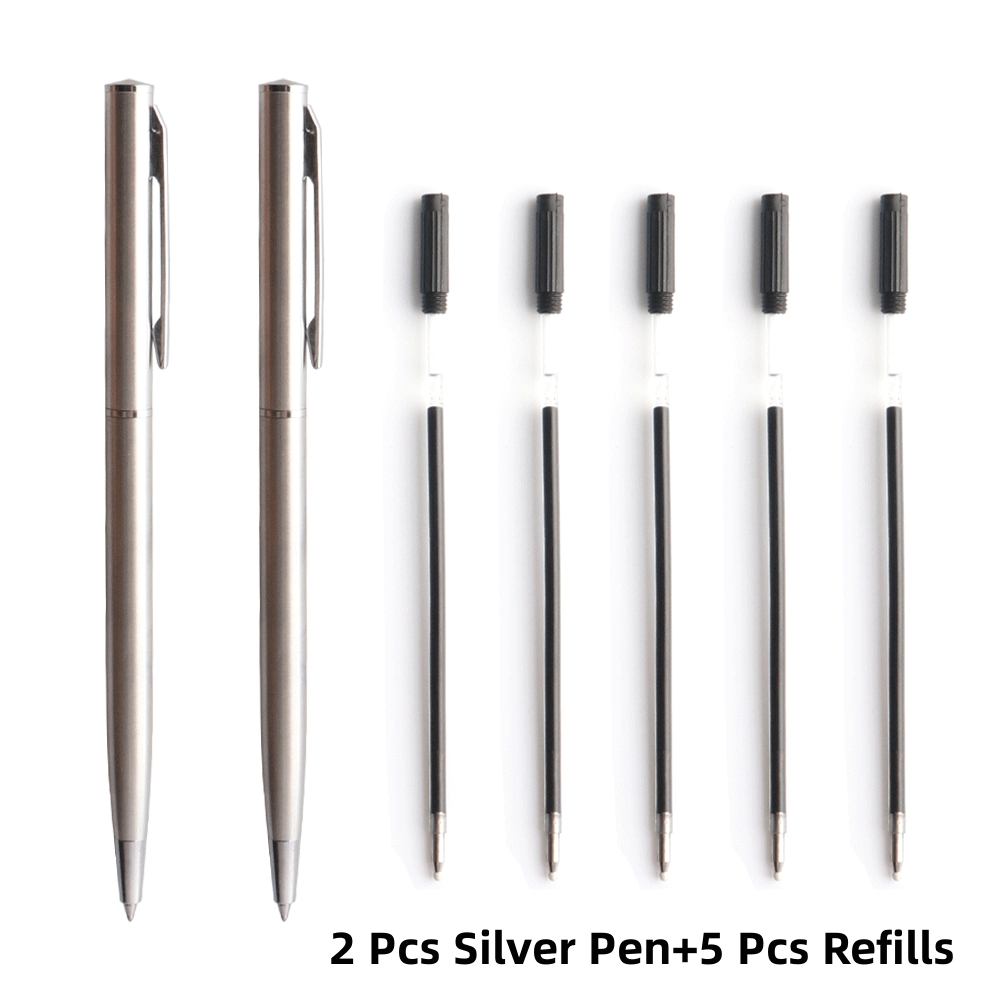Metall Gel Stift Edelstahl Material Drehen Gel Stifte Tinte Farben Schwarz Blau Schreiben Punkt 0,5mm Für Schule Büro schreibwaren: Blau / Schwarz