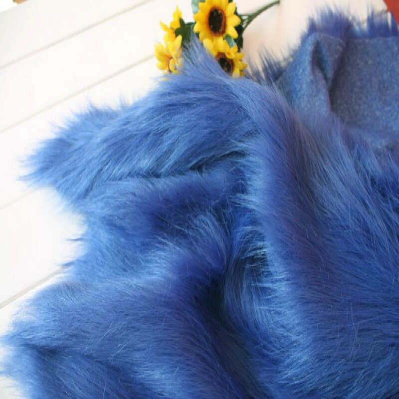 9Cm Royal Blue Pluche Fur Stof Voor Cosplay Teller Decoratie Display Achtergrond Doek Sieraden Pad Bont Stof 1Meter