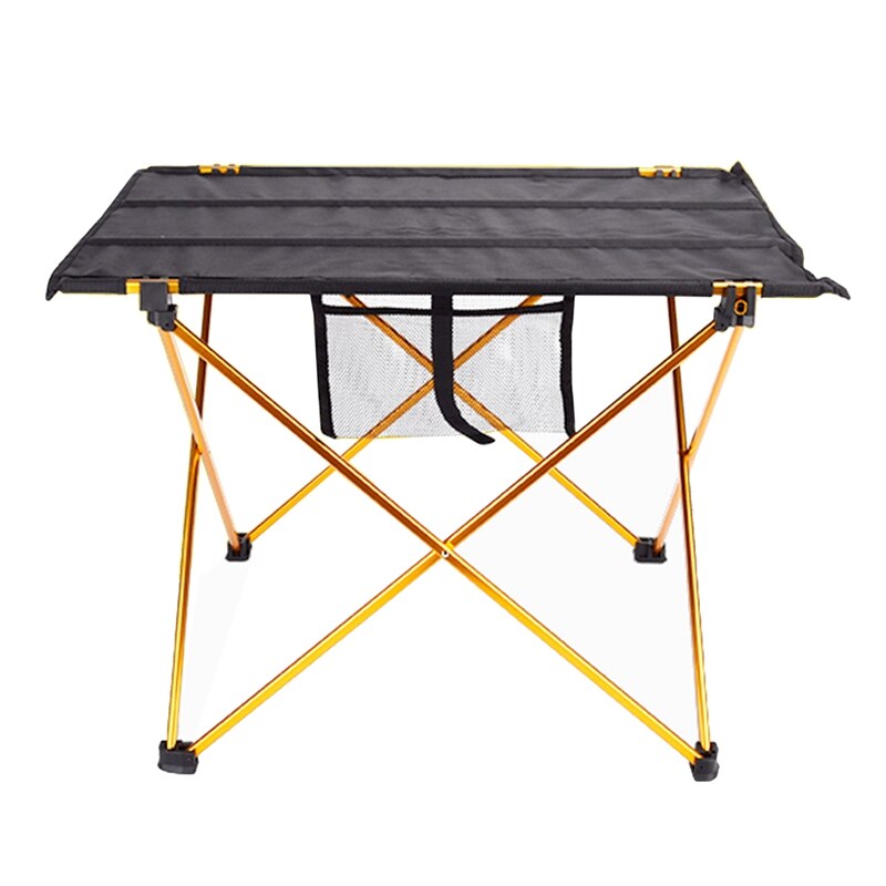 Outdoor Camping Picnic Table Aluminium Alloy Ultra Light Portable Desk Furniture Foldable Table: Gold