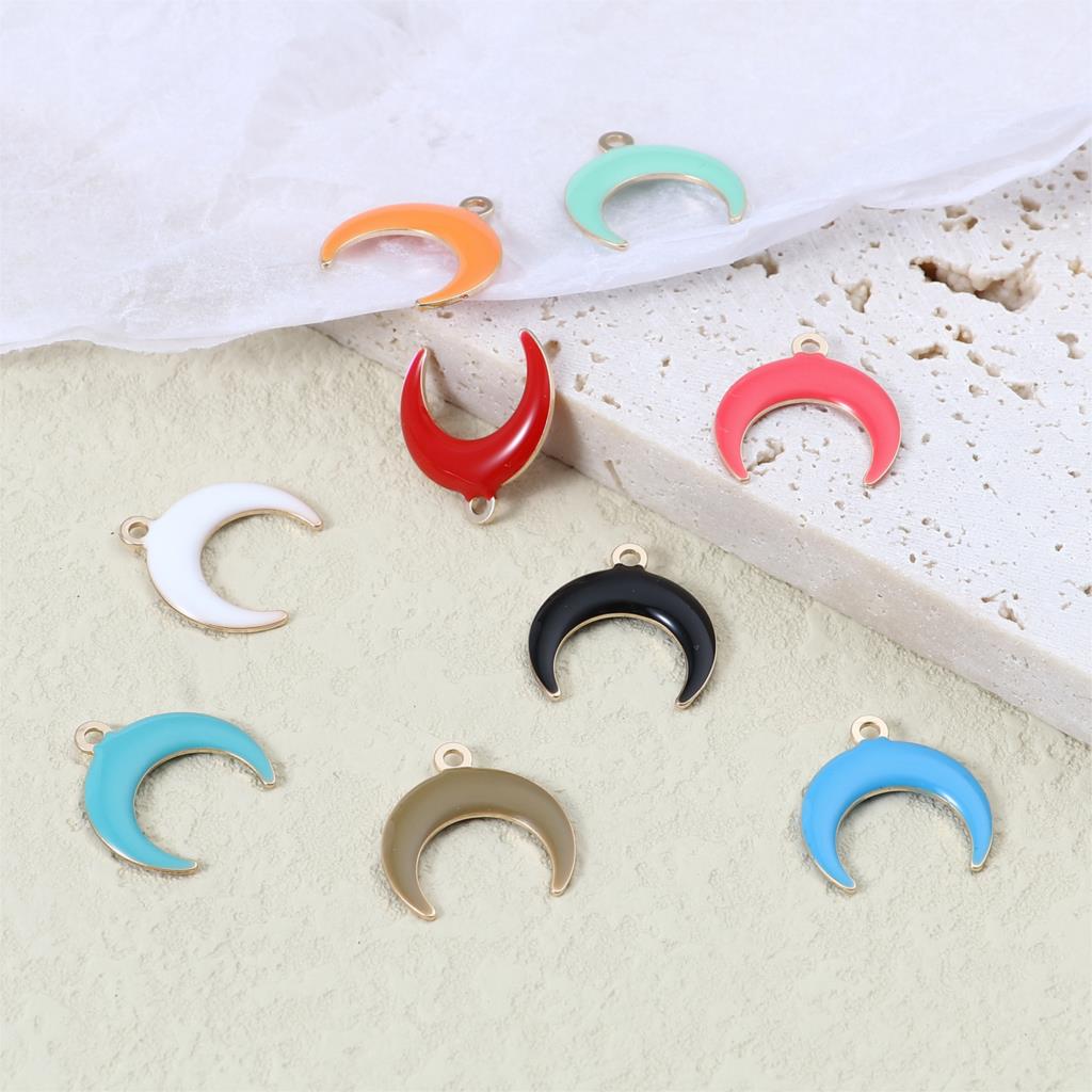 5 sztuk galaktyka księżyc stylu uroki wisiorek dla tworzenia biżuterii kolorowe pół księżyc dwustronne emaliowane cekiny wisiorek naszyjnik DIY