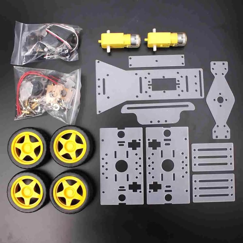 DIY Steel Ring Engine 4 wheel 2 Motor Smart Robot Car Chassis Kit For