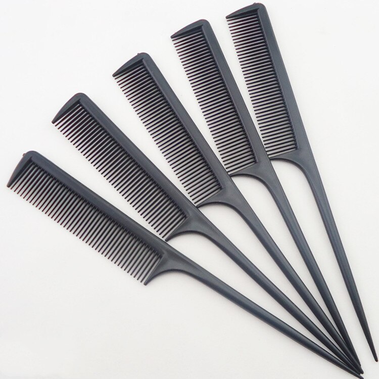 Peigne fin de pour coiffeur , peigne à queue de couleur, fendue pour la beauté, 1 pièce: black 5pcs