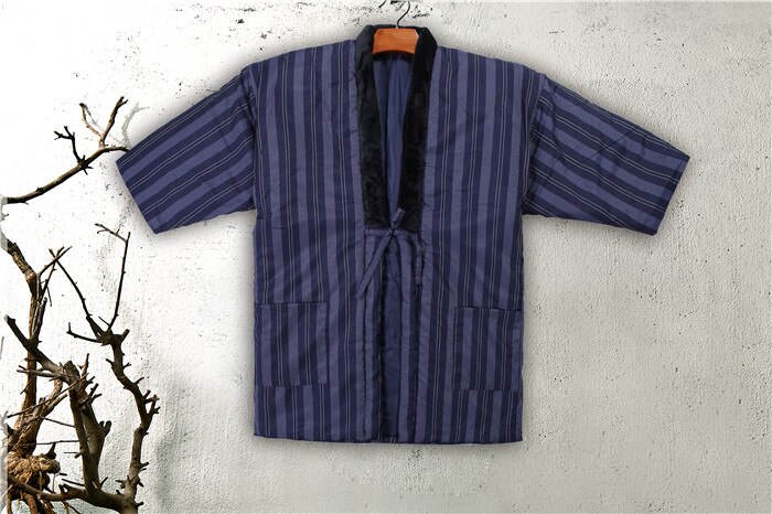 Chaqueta Kimono Haori Lisa Vintage para hombre, abrigo de invierno grueso con relleno de algodón, Kimono, chaqueta, disfraz de Cosplay de samurái japonés, abrigo holgado: Style G