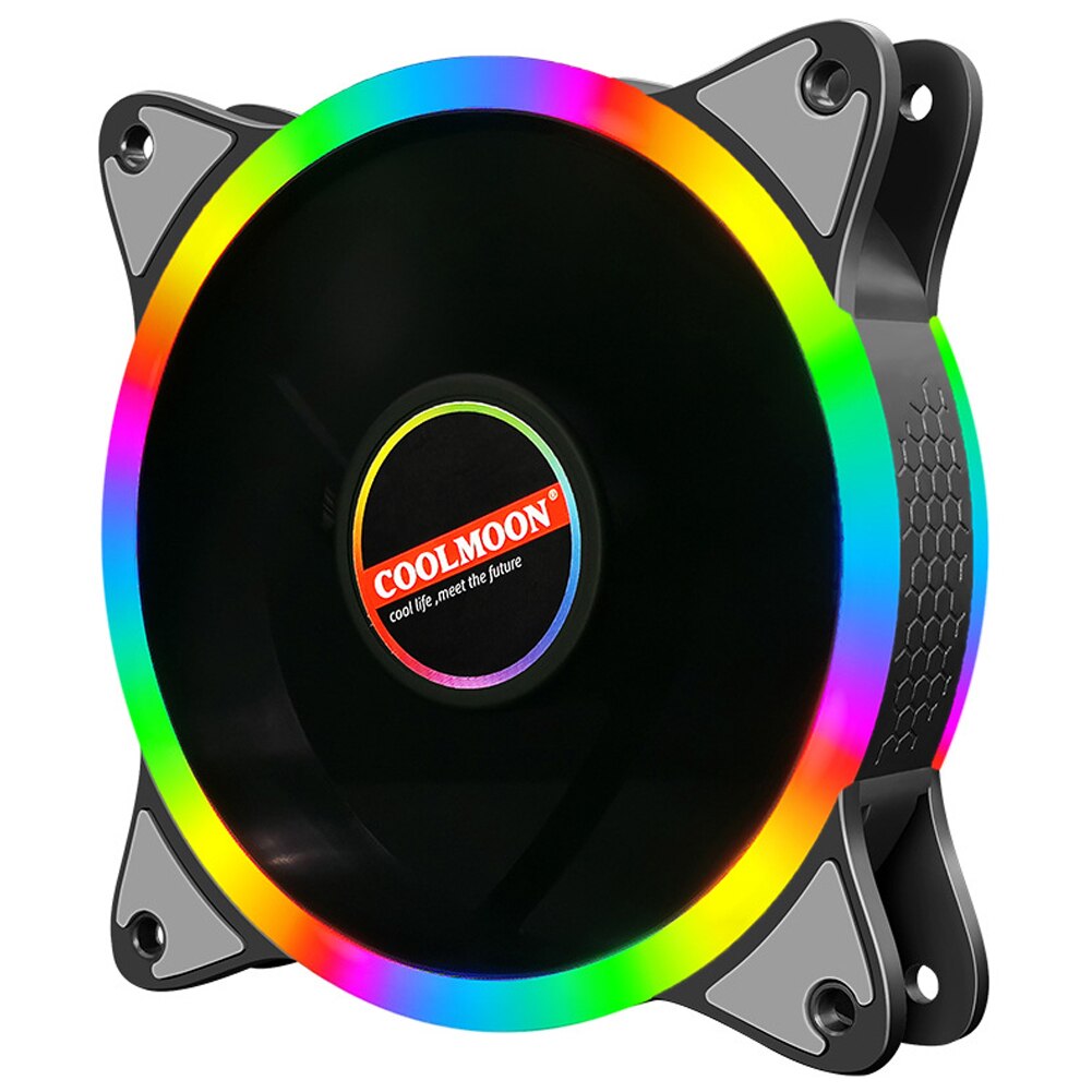 Cooling Fan RGB Adjustable speed Adjust DC 12V Large 4 Pin Double halo pc computer Cooler argb Case Fan