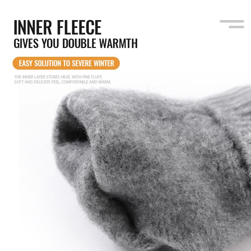 Guantes de punto para hombre, manoplas masculinas gruesas de lana, cálidas y sólidas, con pantalla táctil y dedos divididos, para deportes al aire libre, Otoño e Invierno