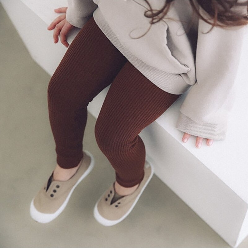 Koreaanse Stijl Peuter Meisjes Leggings Baby Kids Geribbelde Broek Katoenen Baby Kinderen Broek Elastische Taille Zachte Broek